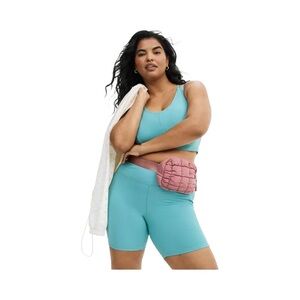 Teal Activewear Set with Pink Waist Bag​​